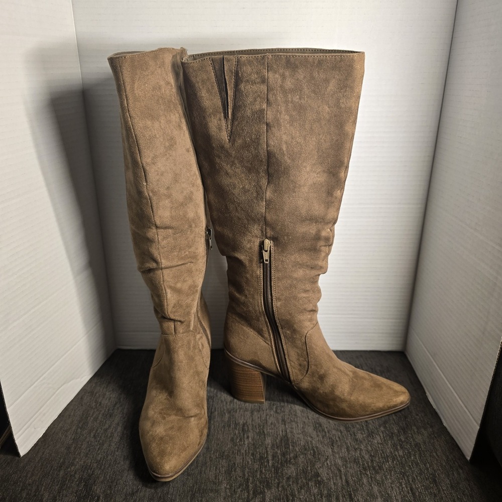 Universal Thread Faux Suede Taupe Women's Junie Tall Boots Size 7
